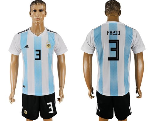 Argentina #3 Fazio Home Soccer Country Jersey